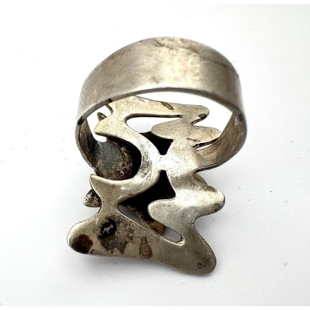 Vintage Navajo Turquoise Sterling Silver Ring Size 11 Unsigned c1960s Old Pawn